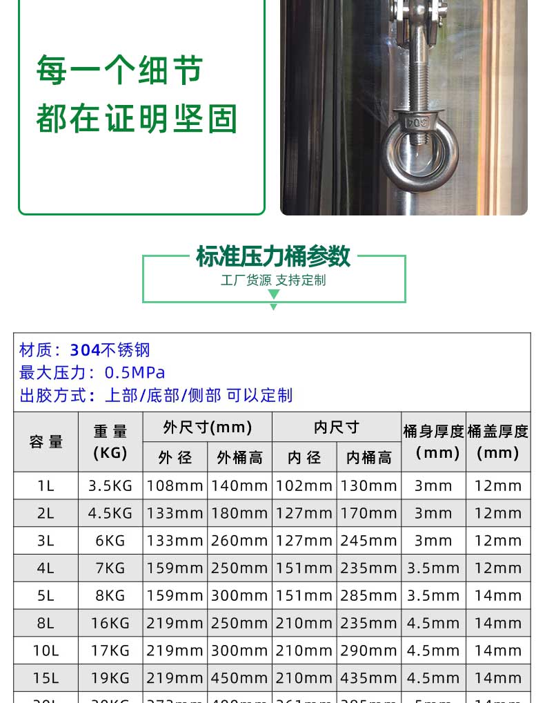 压力桶参数